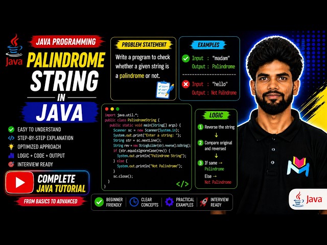 Palindrome String in Java | Master Java String | Complete String Tutorial