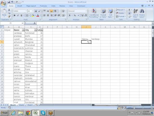 Microsoft Excel Database functions and Vlookup Call 9718724322 for Training