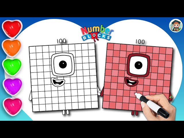 Numberblocks 100 Drawing & Coloring🌈 For Kids | Learn To Draw Numberblock Easy Art Start