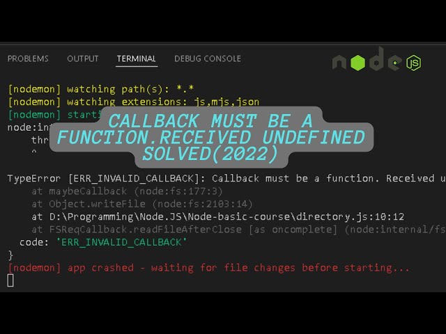 TypeError [ERROR_INVALID_CALLBACK]: callback must be a function || solved