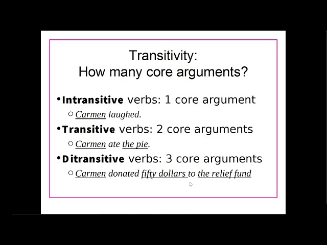 LING 101 UNM - Syntax - Arguments and Transitivity