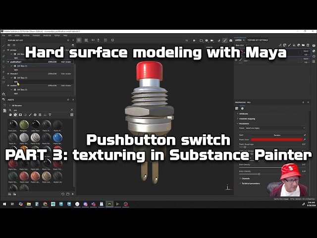 hard surface modeling of a pushbutton switch part 3: bringing it into substance painter