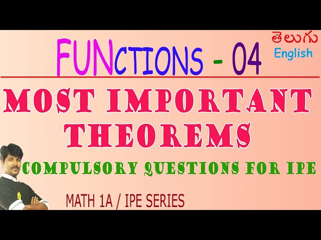FUNCTIONS 04/ MOST IMPORTANT THEOREMS/CLASS 11/MATHEMATICS IA