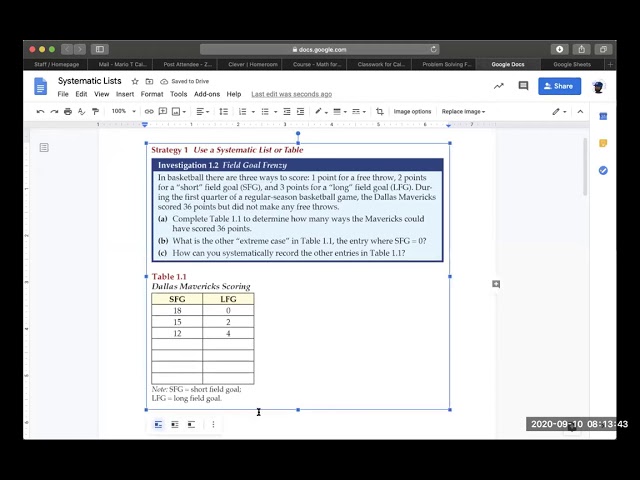 Problem Solving and Systematic Lists