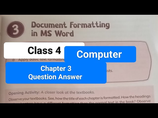Class 4 Computer Chapter 3 Questions and Answers / Class 4 Computer