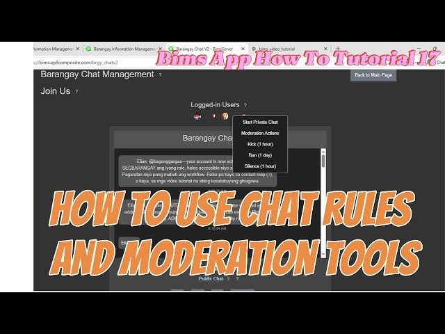 BIMS App How To Tutorial 17: Use Chat Rules and Moderation Tools
