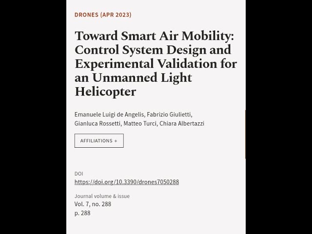 Toward Smart Air Mobility: Control System Design and Experimental Validation for an U... | RTCL.TV