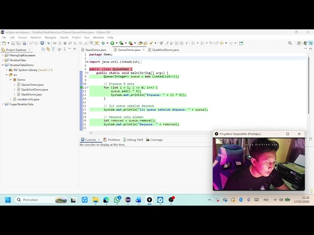 TUGAS 2   Struktur Data | Program Java Stack, Queue, dan Quick Sort