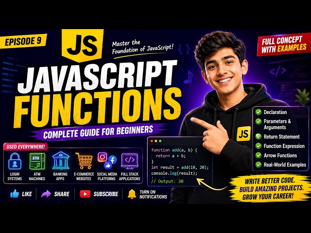 JavaScript Functions Explained in One Video 🚀 |  Episode 9