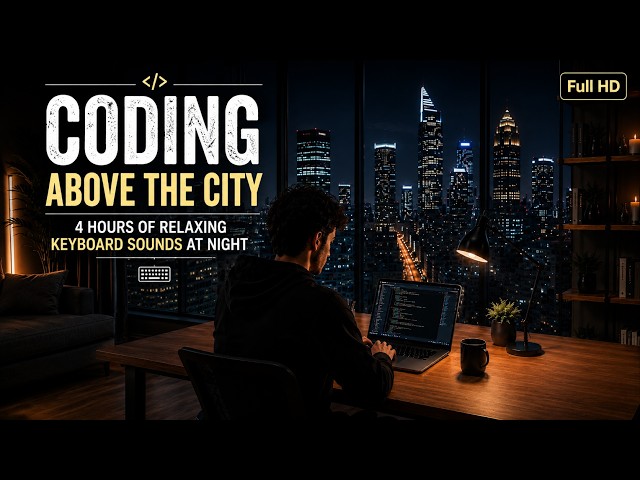Coding Above the City | 4 Hours of Relaxing Keyboard Sounds at Night