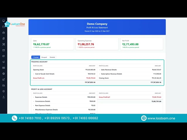 Laabam.one Accounting – Profit & Loss Statement Tutorial | Track Revenue, Expenses & Profit