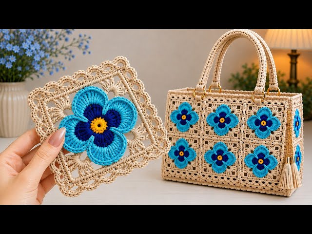 💙 Crochet Flower Motif Bag Tutorial | Stylish and Easy Crochet Bag Pattern