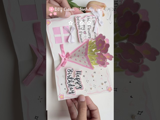 DIY cutest birthday card✨🌷🤍 #shorts #diy  TUTORIAL👆🏻✨#birthday #cute #popular
