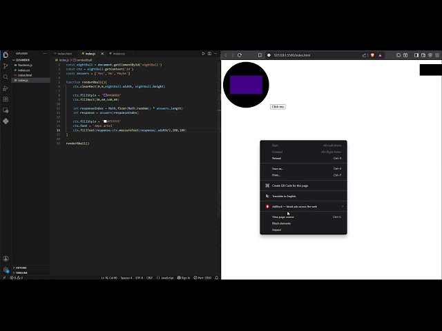 Creating a magic 8 ball in html/js