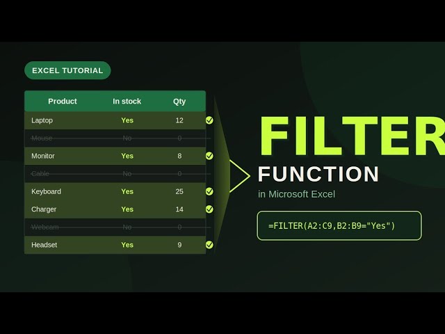 FILTER Function in Excel: Extract Data Instantly (Beginner to Pro)