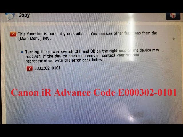 Canon iR Advance 6275 - Error Code E000302-0101