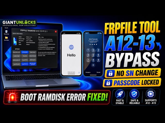 Boot Ramdisk Error: FRPFILE Ramdisk A12 - A13 Windows Tool | iCloud Bypass Up to iOS 26.6 done