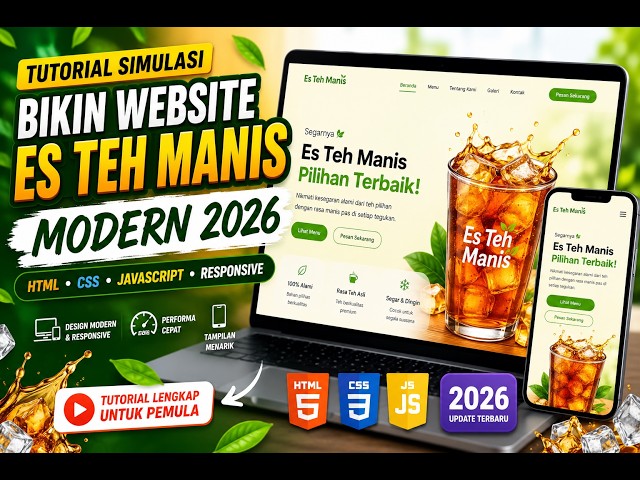 Tutorial Simulasi Bikin Website Es Teh Manis Modern 2026  HTML CSS JavaScript Responsive