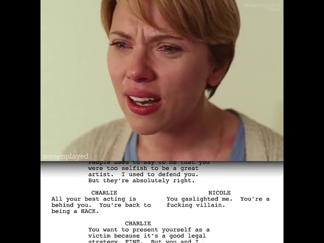 Golden scene in marriage story script to screen comparison