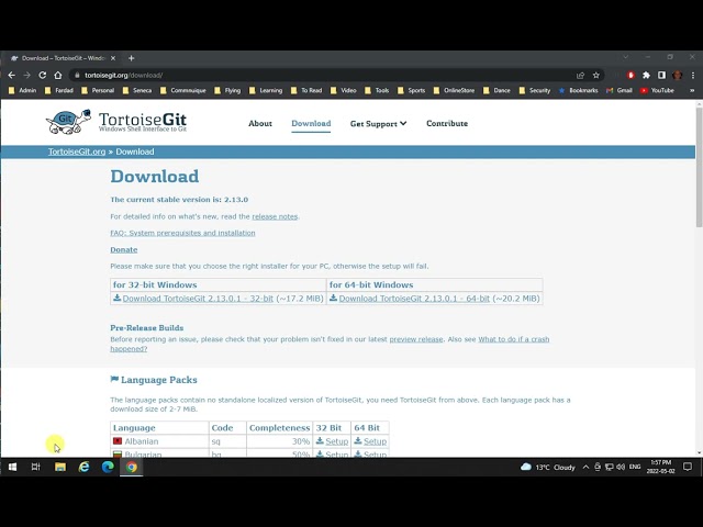 Tortoise Git Installation (Windows Only)