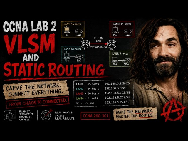 CCNA Packet Tracer Lab 2: VLSM & Static Routing | Hands-On Cisco Lab