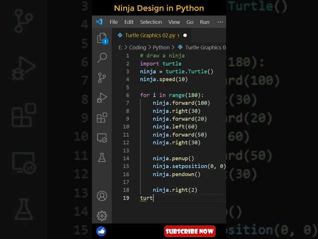 Draw a Ninja Design using python turtle! 😯 #python #shorts