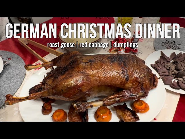 German Christmas Dinner 🍗 Roasted Goose with Red Cabbage and Potato Dumplings