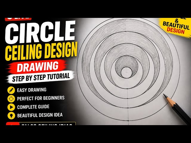 Double Moon False Ceiling Design Drawing | Easy Step by Step Tutorial ➡️ Double Moon