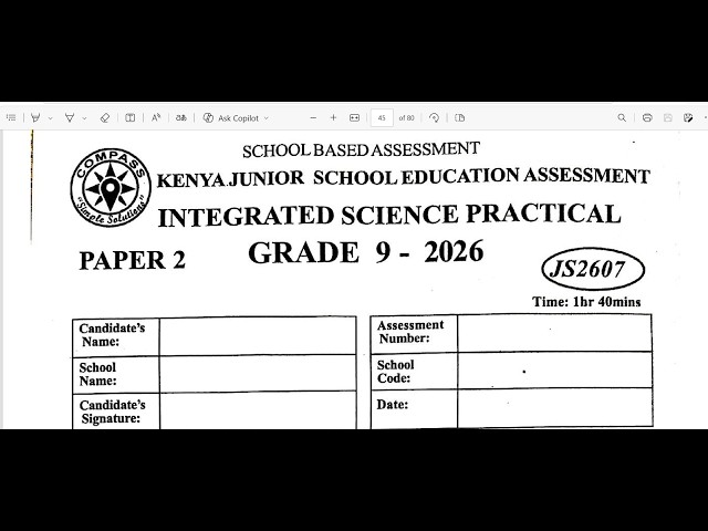 GRADE 9 COMPASS JS2607 INTEGRATED SCIENCE PAPER 2 | 2026