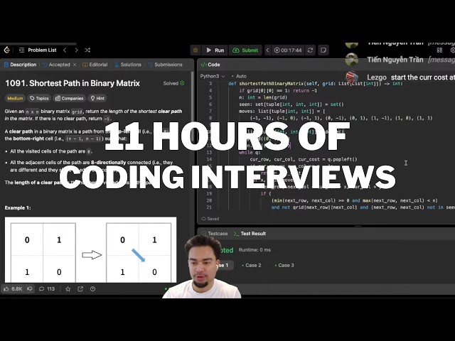 11 HOURS OF CODING INTERVIEWS LIVE STREAM!!
