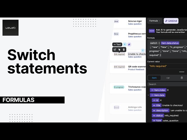 Switch formula (no-code function in WeWeb)