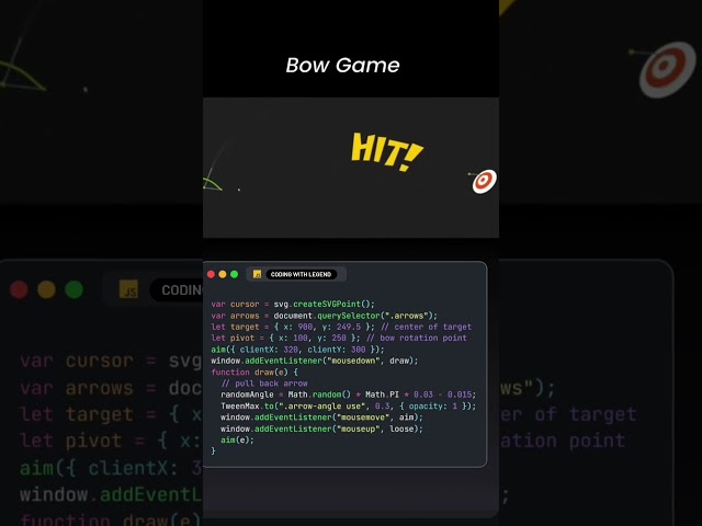 Bow game 🏹 project using HTML CSS and JavaScript #progrmming @coding with legend #html5