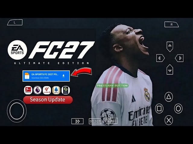 FIFA 2027 PSP Android Offline PS5 Camera | EA FC 27 PPSSPP UCL Update 🔥