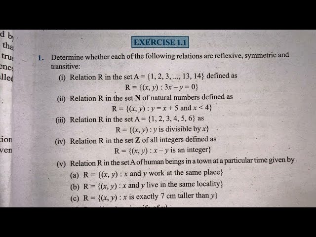 EX 1.1 Q1 TO Q5 SOLUTIONS OF RELATIONS AND FUNCTIONS NCERT CHAPTER 1 CLASS 12th(PART 1)