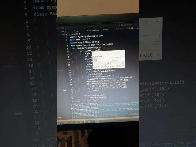 Python | PyQt6 'Euler project -number spiral diagonals' | CodeLearning