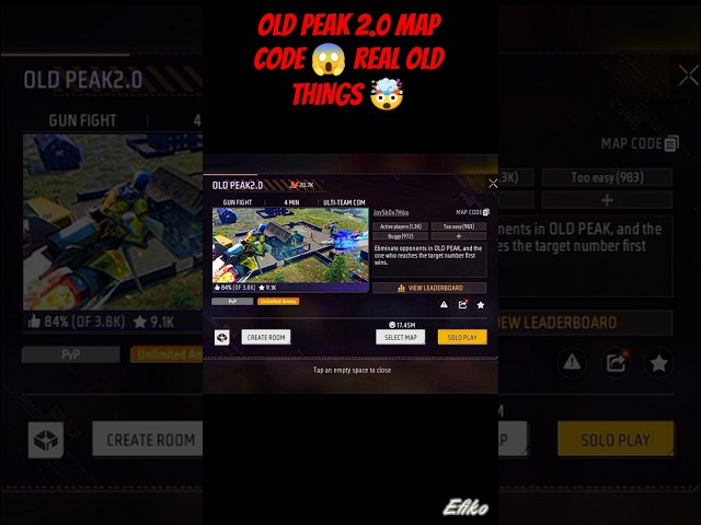 Free Free old peak 2.0 craftland map code 😱 #trending #freefire #craftland #viralshort