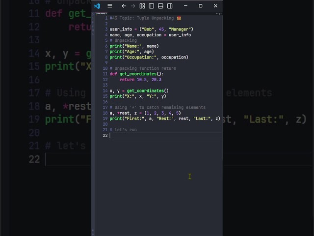 [43] Python Tuple Unpacking 🎁 Codex People #Shorts #Python
