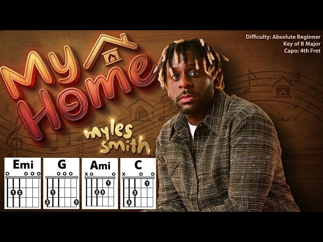 How to Play "MY HOME" by Myles Smith (Capo 4) | Absolute Beginner Guitar Play-Along + Lyrics