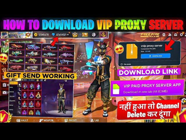 HOW TO DOWNLOAD PROXY SERVER IN FREE FIRE, HOW TO USE PROXY SERVER IN FREE FIRE, VIP PROXY SERVER