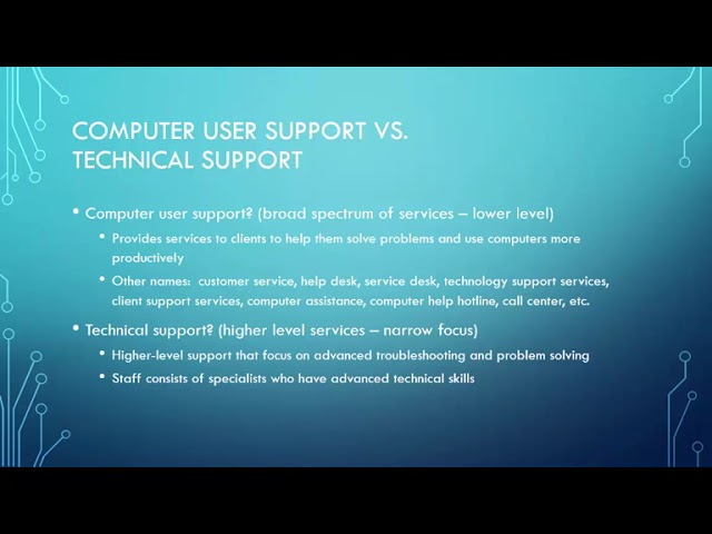 Chapter 1 - Intro to Computer User Support