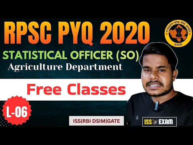 L- 6 | RPSC PYQ 2020 | Statistical Officer (SO) | ASO | Previous Year Question Paper #rpsc