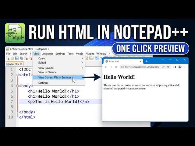 How to Run HTML Code in Notepad++ (2026) — Quick & Easy