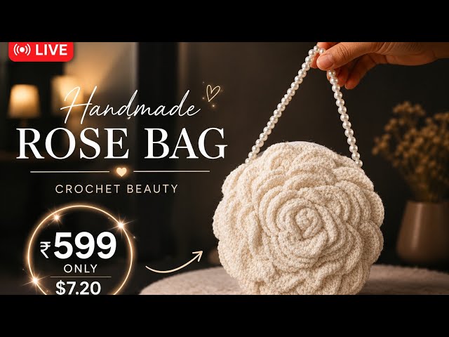 LIVE Crochet White Rose Handbag 🌹 | Luxury Handmade Bag Tutorial | Only ₹599 Making Cost!