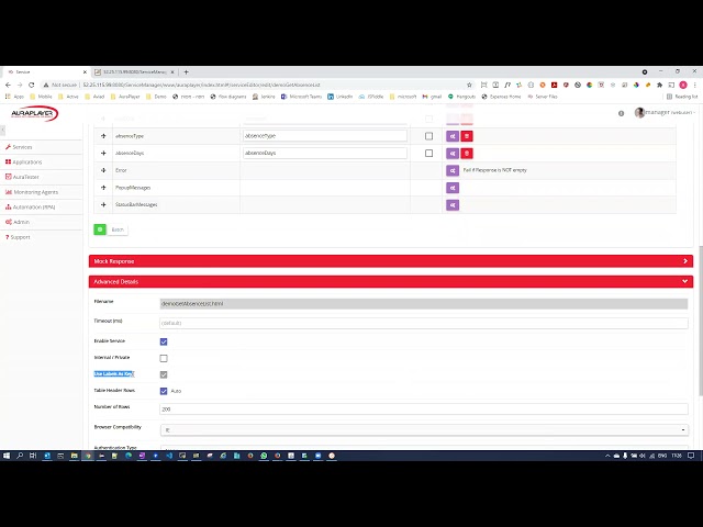 HTML service inputs and outputs