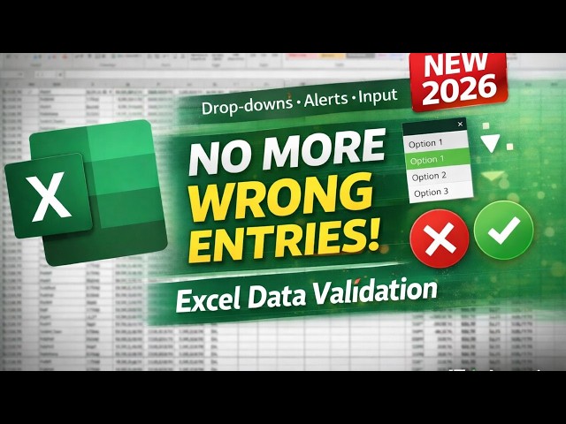 Excel Data Validation Tutorial | Lists, Error Alerts & Prevent Wrong Entries (2026)