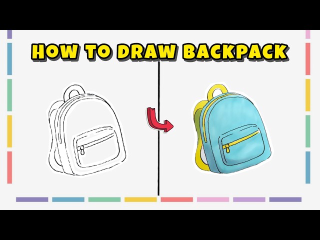 How to Draw a Backpack – Easy School Bag Drawing Tutorial