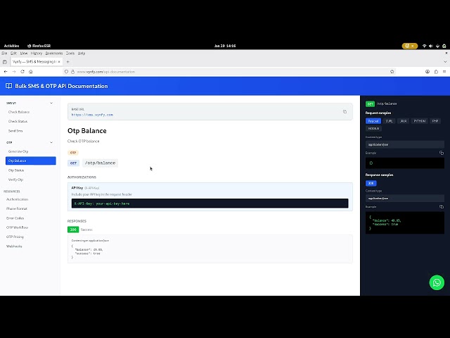 Reading the vynfy API documentation