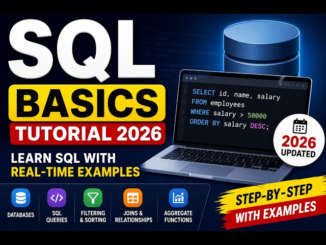 ▶️ Video 3:SQL Basics Tutorial 2026  Learn SQL with Real Time Examples