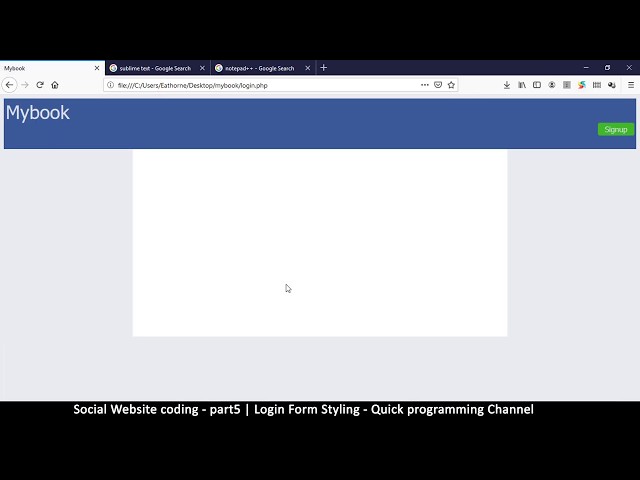 Social Website from scratch - Part 5 - Login Page Form | PHP | HTML | CSS | MYSQL Database