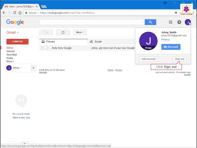 Signing Out of  the Email Account | Computer Training | Periwinkle